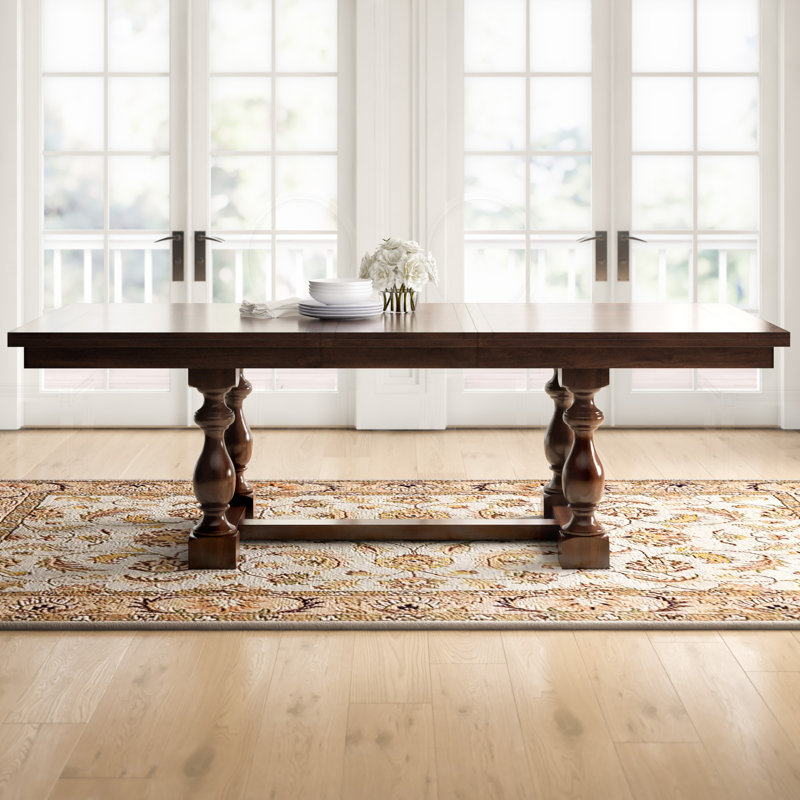 Three Posts™ Donnellson Extendable Solid Wood Trestle Dining Table ...
